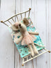 1930s Dollhouse Small Teal Quilt, 1:12 scale, maileg mice furniture, modern dollhouse, dollhouse bedding