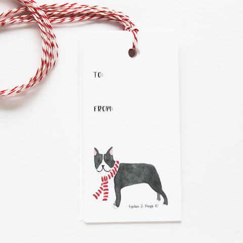 Boston Terrier with Scarf Gift Tags