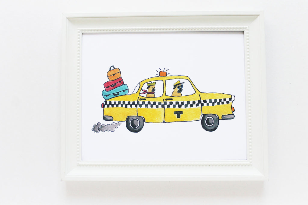 Taxi Pugs Print
