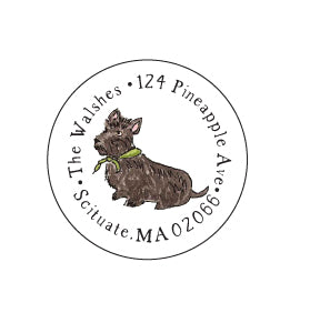 Scottie Green Scarf Return Address Labels