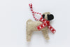 Valentine Pug Ornament - fawn pug with red collar