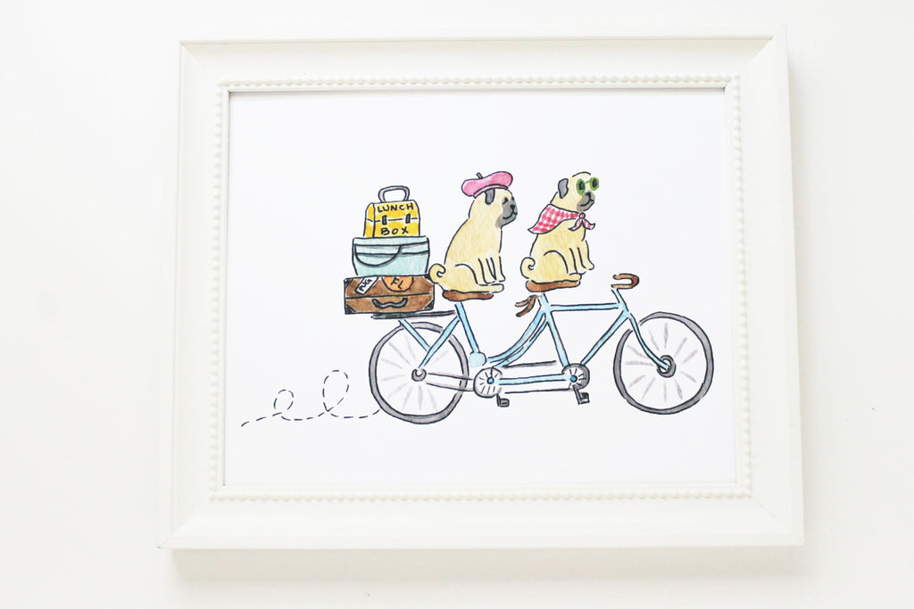 Tandem Pugs Print