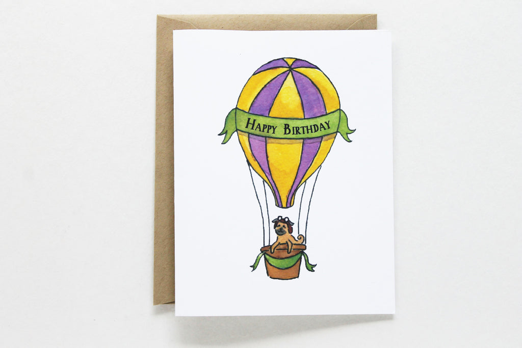 Striped Hot Air Balloon Birthday Card