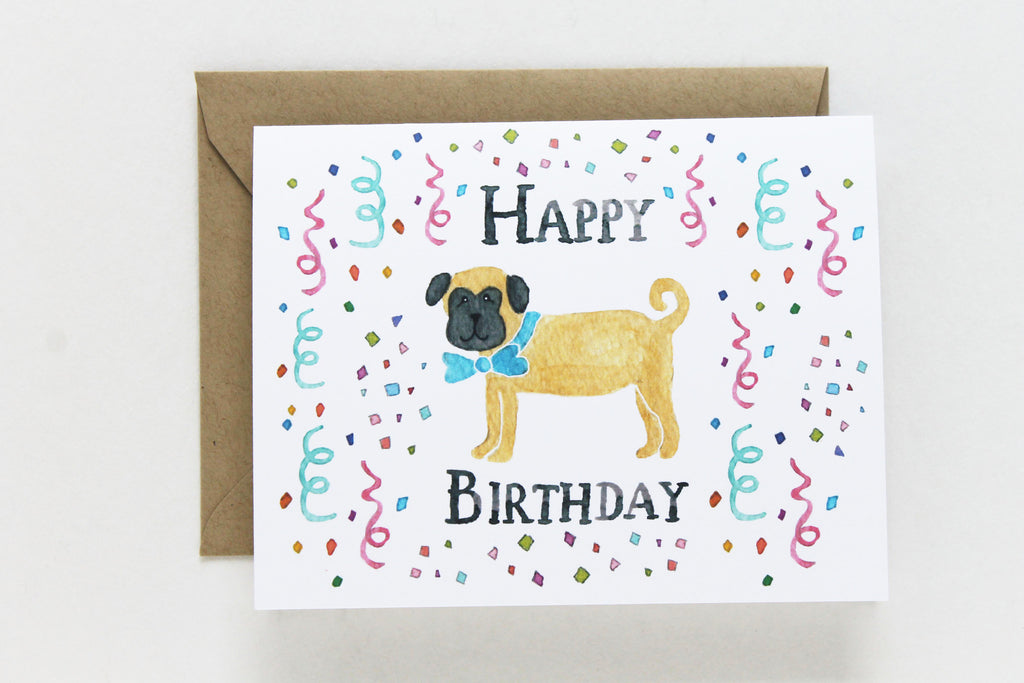 Pug Confetti Card