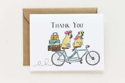 Tandem Pugs Thank You Card