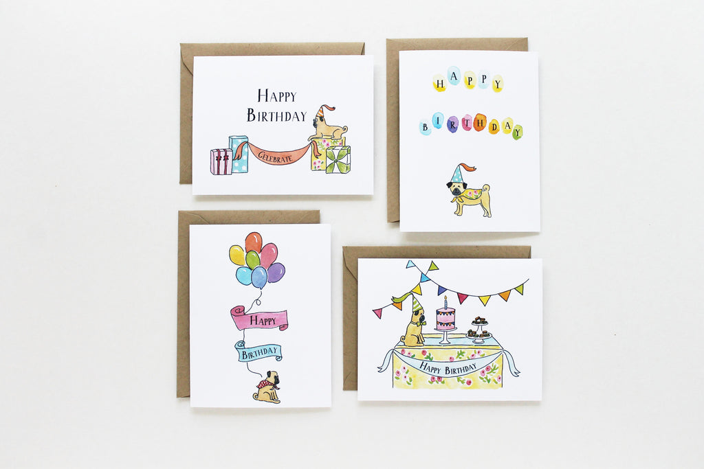 Assorted Birthday Pugs Set