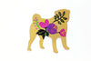 Wooden Pug Silhouette - gold violet