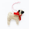 Pug Ornament - fawn pug with jingle bell